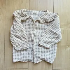 Aosta フリル襟 チェック ブラウス Mサイズ