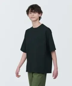 無印良品 UVカット天竺編みクルーネック半袖ニットTシャツ BLACKのサムネイル