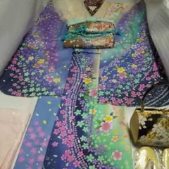 藤色正絹振袖フルセット等 帯締め 帯揚げ 半襟 重ね襟 成人式 卒業式等