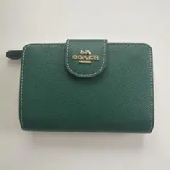COACH シグネチャー 二つ折り財布 グリーン 並行輸入品:アウトレット品