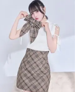 ミシェルマカロン チェックくびれ美脚スカート