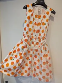 130cm オレンジ柄　ワンピース　美品