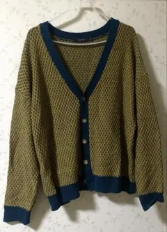 レージブルー　ニットカーディガン