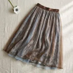 【美品】アヤン ayane ロングスカート フレア マキシ丈 茶 青【38】Mのサムネイル