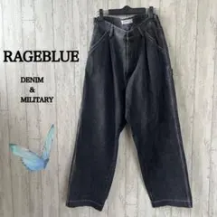 RAGEBLUE /レイジブルー/ジーンズ/デニム/黒/ワイド/ユニセックス/L