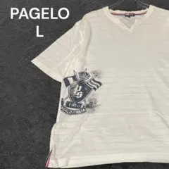 【一点物】PAGELO パジェロ プリントTシャツ ホワイト L ボーダーのサムネイル