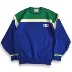 値下【VINTAGE】80s 90s 切替 レトロビンテージニット オールド古着