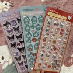 ボンボンドロップのシール3枚セット（クロミ・ハンギョドン・ハローキティ)