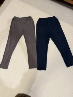 MUJIグレー /UNIQLOダークブルー デニム風パンツ 140 2点セット