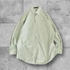 NAUTICA ノーティカ チェックシャツ ボタンダウン 古着メンズL相当 黄緑