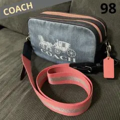 【美品✨】COACH コーチ ショルダーバッグ ジェス レザー デニム ホースのサムネイル