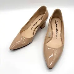 Santoni サントーニ エナメル パンプス ベージュ ポインテッドトゥ 23のサムネイル