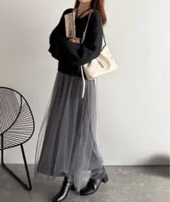 本日のみ！classicalelf ブラック Vネック セットアップ スカート