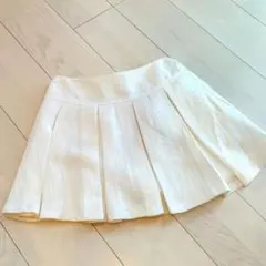 ホワイトツイード　プリーツミニスカート　インナーつき　美品