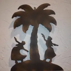 フラガールオブジェ　ハンドメイド　西海岸雑貨　ハワイ　壁飾り　ALOHA