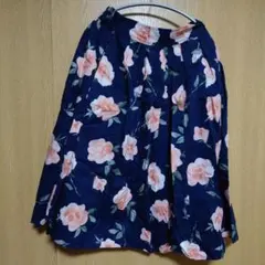 LOWRYS FARM スカート ネイビー ローズ柄