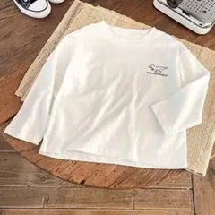 110 ホワイト　ダイナソー 恐竜柄 長袖トップス 子供服 カジュアル Tシャツ