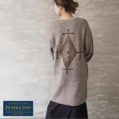PENDLETON モヘア混 ノーカラーカーディガン FREE ブラウン系