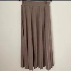 プリーツスカート くすみベージュ ロングスカート ウエストゴム 裏地付き