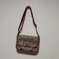 Coach ショルダーバッグ ベージュ/ピンク フラワー柄