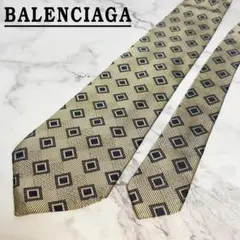 N101【良品】BALENCIAGA★ネクタイ ゴールド スクエア柄