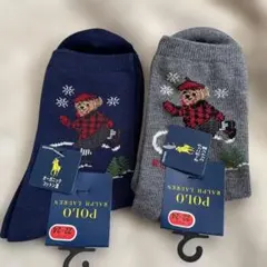 【新品】ポロラルフローレン　ポロベアソックス2足セットオーガニックコットン混