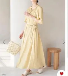 バンドカラーにレトロ小花柄の2WAY ゆるっとギャザーロングワンピース