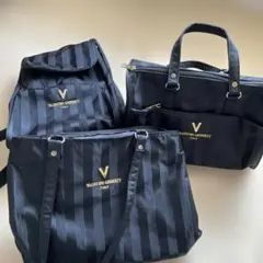 VALENTINO GHERITY ブラックストライプトートバッグ　3点セット