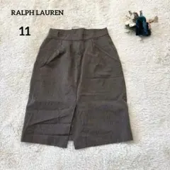 【ラルフローレン】RALPH LAURENウールスカート11グレーヘリンボーン
