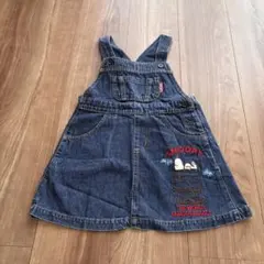 スヌーピー　オーバースカート　デニム　刺繍　ブルー　ジャンバースカート　レトロ