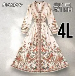 大きいサイズ　4L 5L 花柄　ロング　ワンピース　上品　お洒落　春　K698