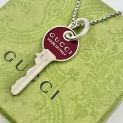【希少】GUCCI　トレードマーク　キー　ネックレス　シルバー×エナメル 希少】GUCCI トレードマーク キー ネックレス シルバー×エナメル