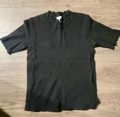 マタニティ半袖　Tシャツ　授乳服　M-Lサイズ　黒　マタニティ　妊婦夏服　フリルのサムネイル