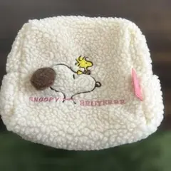 スヌーピー ボアポーチ クリーム色