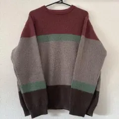 美品♦️ ボーダーグラデーション 長袖ニット ニット セーター グレー 赤