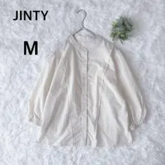 ジンティー　JINTY　七分袖シャツ　バンドカラー　アイボリー　M