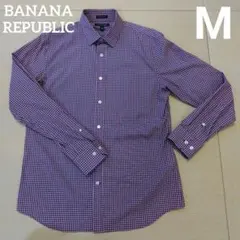 BANANA REPUBLIC スリムフレックスフィット チェックシャツ M　赤