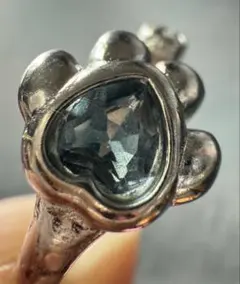 ★ロンドンブルートパーズ 肉球 指輪★リング 天然石 パワーストーン 真鍮