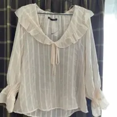 ZARA アイボリー フリル付きブラウス EUR M / USA 8