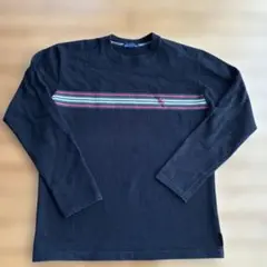 ブラック長袖カットソー ストライプデザイン