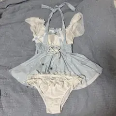 フリル付き水色ワンピース水着