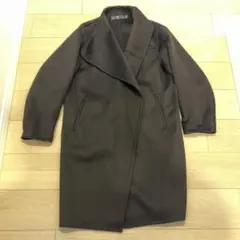 美品ユニクロ プラスジェイ カシミアブレンドノーカラーコート ダークブラウンS