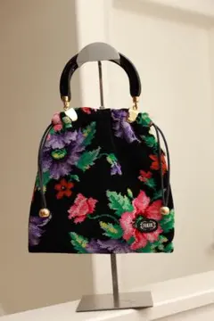 FEILER フェイラー 花柄 シュニール織 ハンドバッグ ブラック