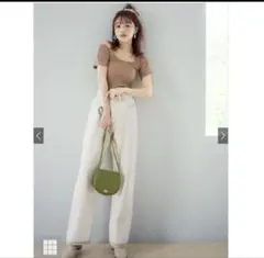 配色ステッチハイウエストストレートパンツ[gm296]