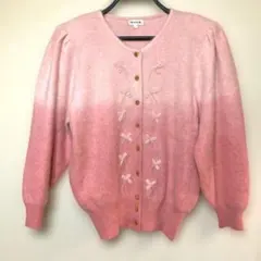 アンゴラ　ピンクグラデーションカーディガン