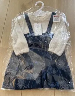 【新品未使用】エンゼルスター 日本製花柄サロペットワンピース 80