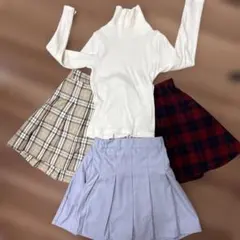 グローバルワークまとめ売り　プリーツスカート3枚タートルカットソー1枚　150