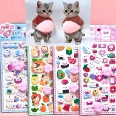 おなかシール2匹・肉球シール4枚セット｜シールまとめ売りセット No.2