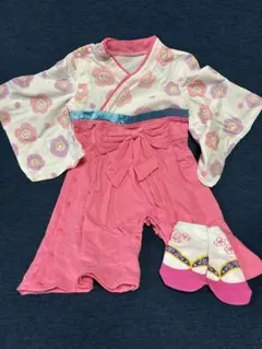 袴ロンパースと靴下セット　女の子用
