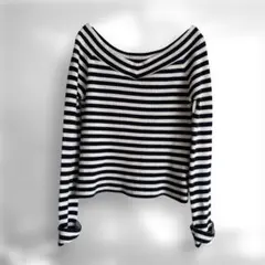 Emsexcite エムズエキサイト ストライプ オフショルダー セーター M